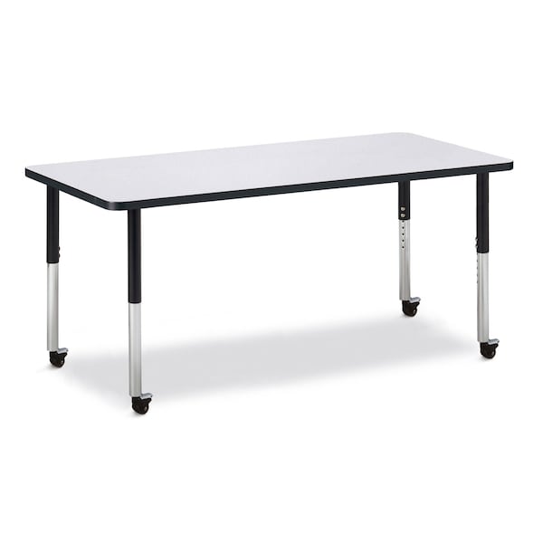 Berries Rectangle Activity Table, 30 in. x 72 in., Mobile, Freckled Gray/Black/Black